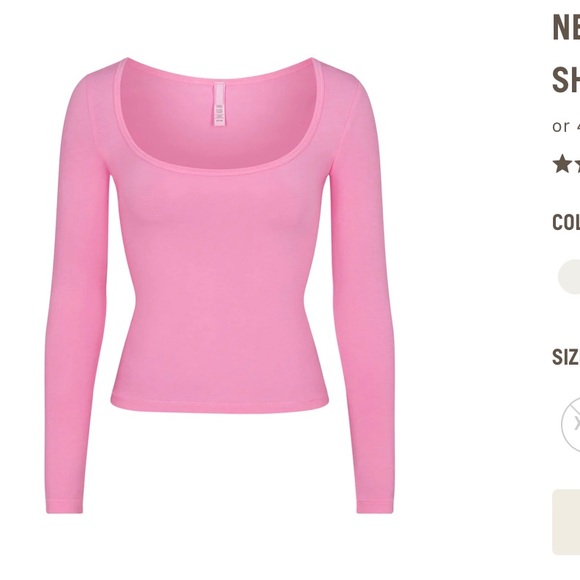 SKIMS Tops - Skims  Vintage Scoop Long Sleeve T - Shirt color: bubble Gum size: M
